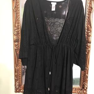 Ladies bathing suit cover up. Black lace